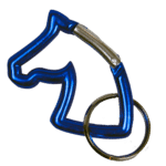 Karbinhake, nyckelring med hästhuvud, blå