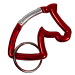 Karbinhake, nyckelring med hästhuvud, röd