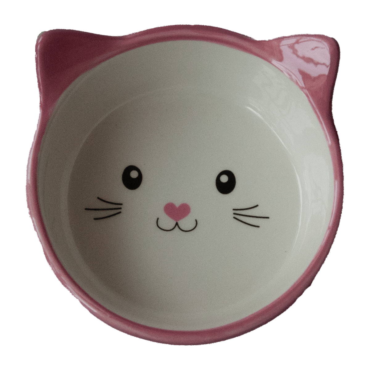 Kattskål i porslin- rosa med vita prickar