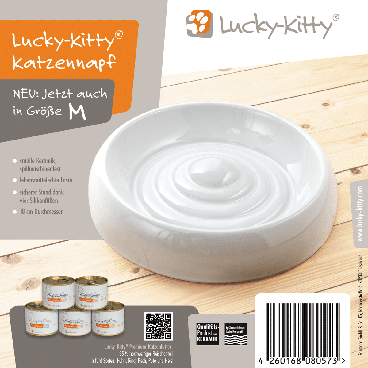 Lucky Kittys kattanpassade skål i storlek medium