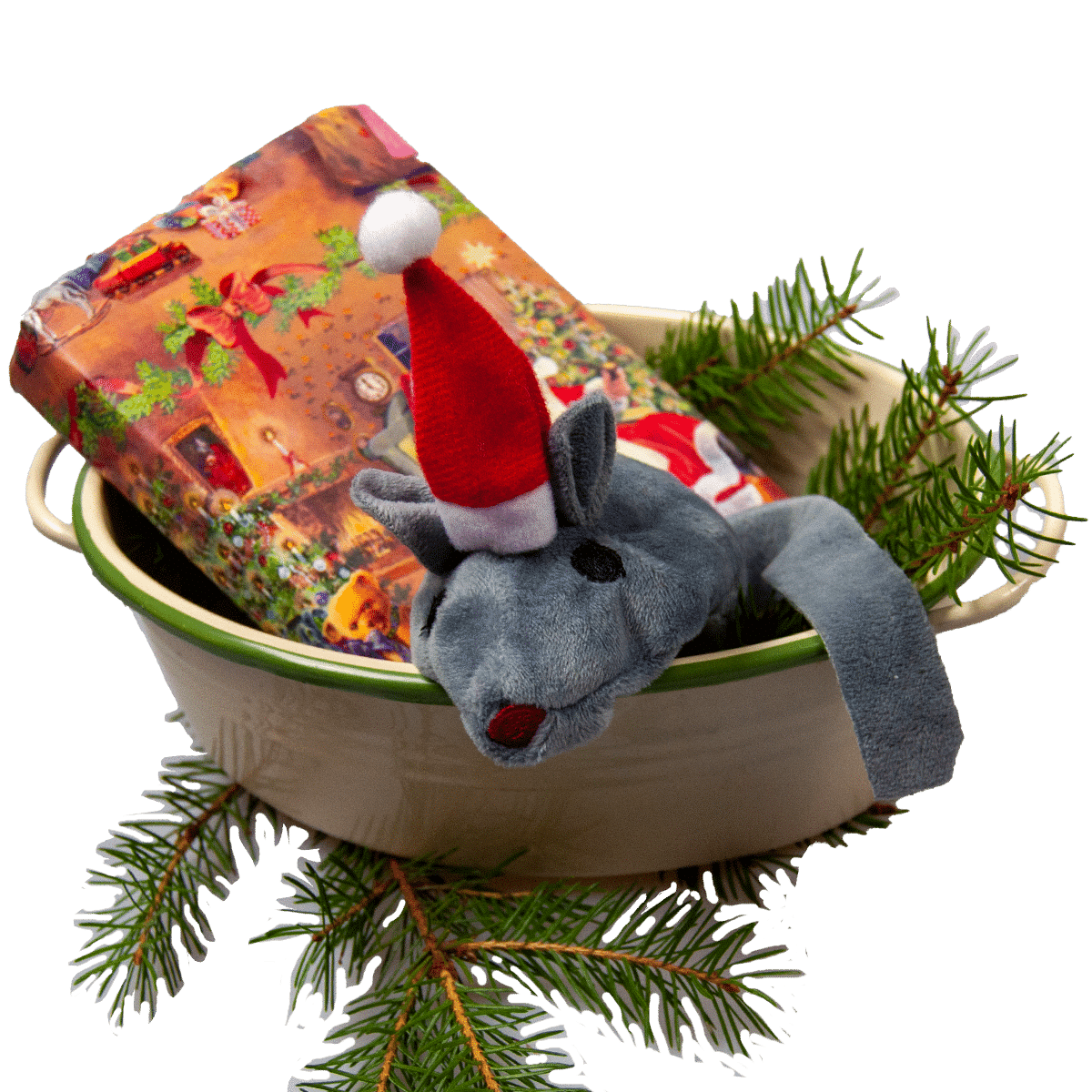 Rolig julklapp till katten- mus med tomteluva