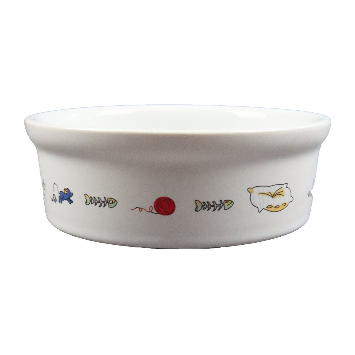 Gullig kattskål i keramik