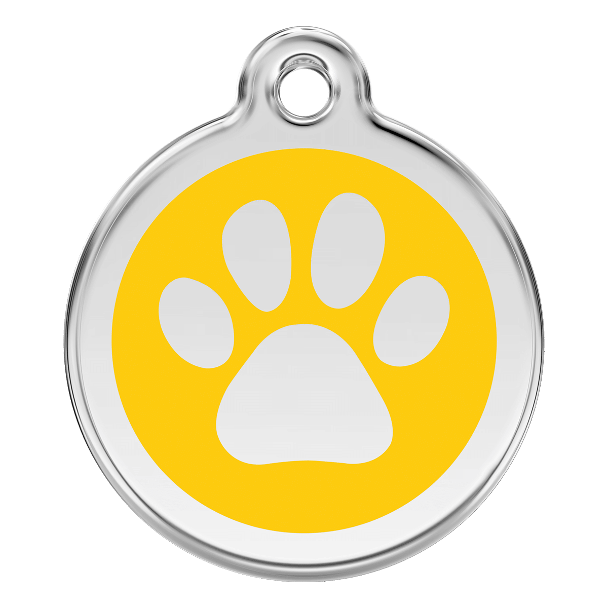 Id-bricka i gult till hund och katt